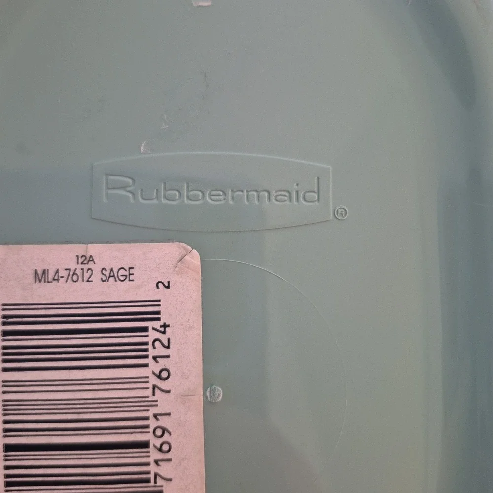 Rubbermaid 7612 Wastebasket Vintage Sage Green Oval Trash Can Retro MCM Style